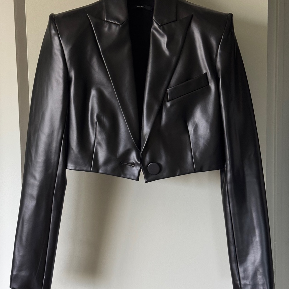 Alex perry faux leather Hutton cropped blazer